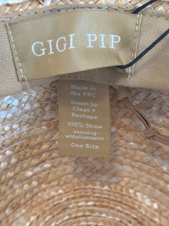 NWT Gigi Pip Isla Straw Fedora Hat S/M 57cm Adjustable Wide Brim Band MSRP$102 - Picture 9 of 17